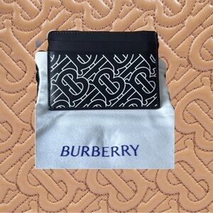 Burberry Black and White Leather Card Holder